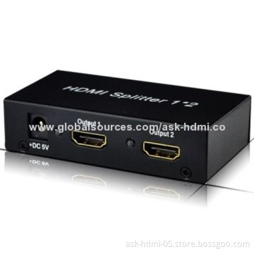 HDMI 1x2 Splitter, Supports 3D, 5V DC/1A Power Supply
